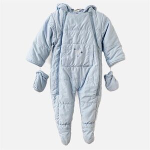 Vintage Bright Futures Blue Bunting Snowsuit Double Front Zip Attached Mittens🩵